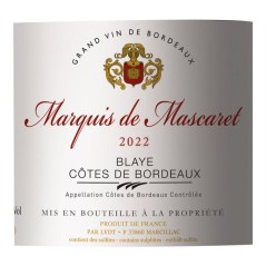 Marquis de Mascaret 2022 Blaye Côtes de Bordeaux - Vin rouge de Bordeaux