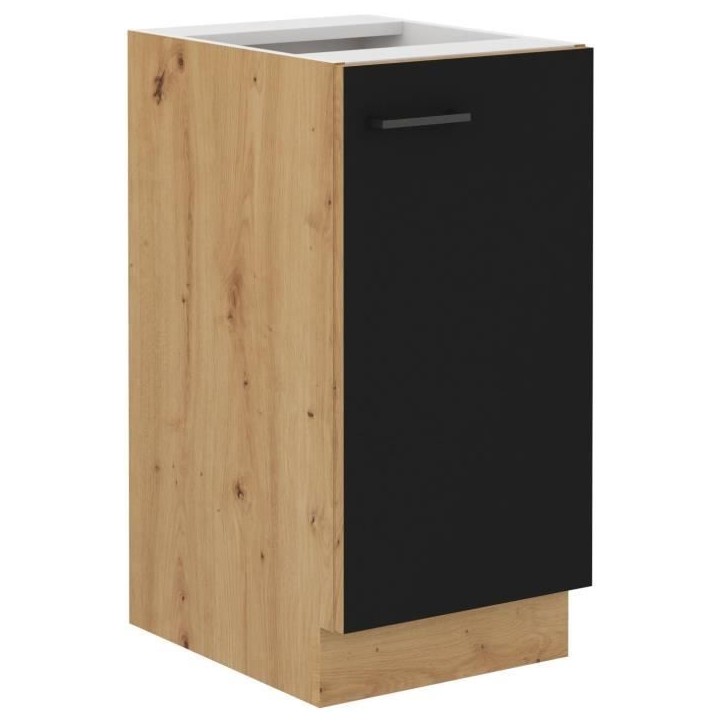 MODENA - Meuble bas - 1 porte battante - 40 x 52 x 82 cm - Chene artisan / Noir mat - Plan de travail non inclus MODENA - Meuble bas - 1 porte battante - 40 x 52 x 82 cm - Chene artisan / Noir mat - Plan de travail non inclus