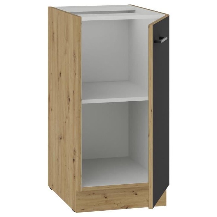 MODENA - Meuble bas - 1 porte battante - 40 x 52 x 82 cm - Chene artisan / Noir mat - Plan de travail non inclus MODENA - Meuble bas - 1 porte battante - 40 x 52 x 82 cm - Chene artisan / Noir mat - Plan de travail non inclus