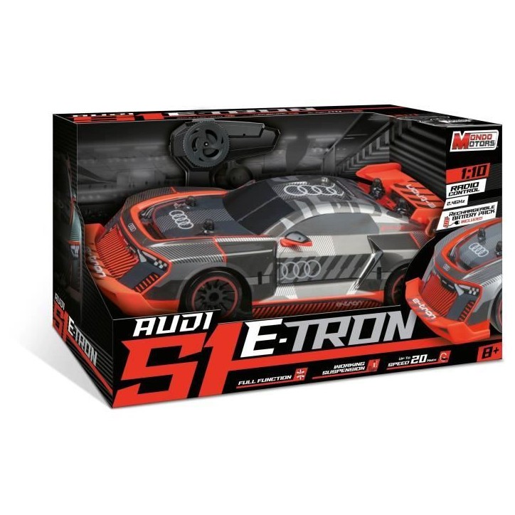 Voiture télécommandée - MONDO MOTORS - Audi S1 E-Tron - Echelle 1:10 - Gris / Rouge Voiture télécommandée - MONDO MOTORS - Audi S1 E-Tron - Echelle 1:10 - Gris / Rouge