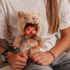 Peluche Monchhichi - Bandai - Nounours 20cm - Peluche singe iconique des années 80 - 2 ans et +