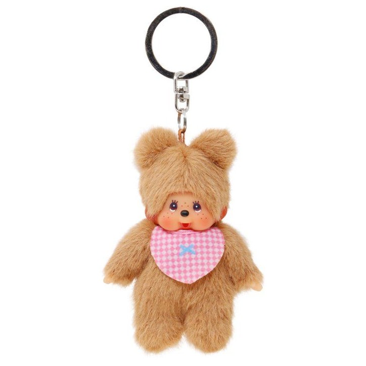 Porte-clés Peluche Bearchhichi - BANDAI - Monchhichi- Modele ourson avec bavoir