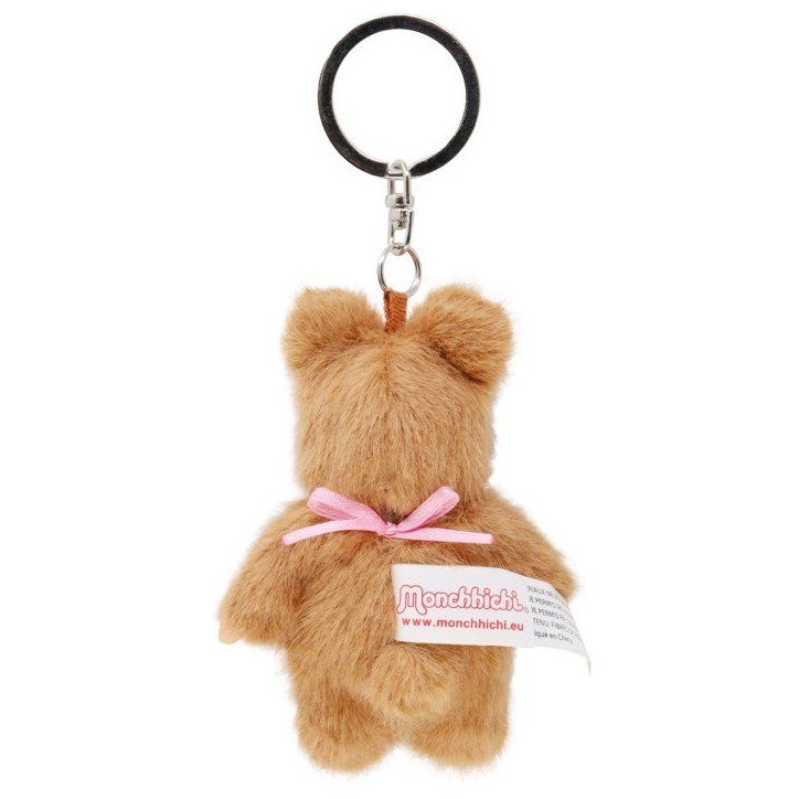 Porte-clés Peluche Bearchhichi - BANDAI - Monchhichi- Modele ourson avec bavoir