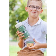 Gourde snack 2 en 1 - MONBENTO - Twisty Racoon - isotherme enfant - av
