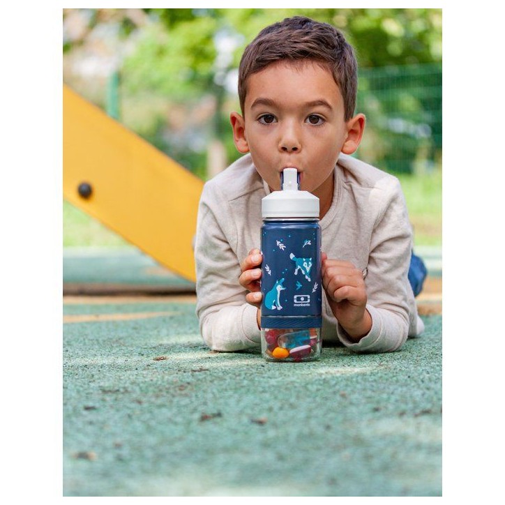 Gourde snack 2 en 1 - MONBENTO - Twisty Wolf - isotherme enfant - avec paille Gourde snack 2 en 1 - MONBENTO - Twisty Wolf - isotherme enfant - avec paille
