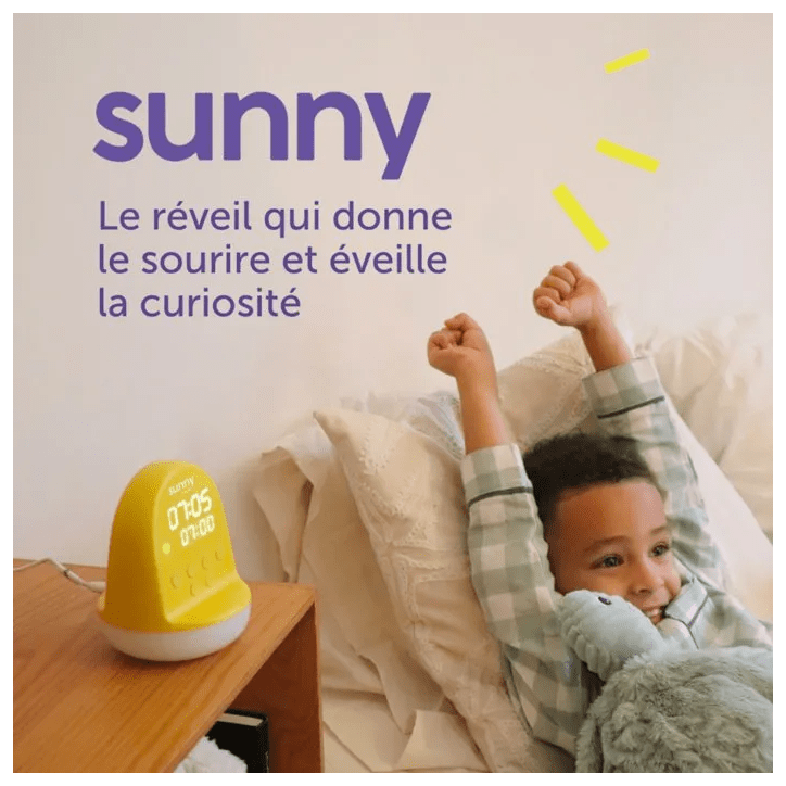 Réveil enfant - MORPHÉE - SUNNY - 365 découvertes audio - Veilleuse éducatif - Jaune