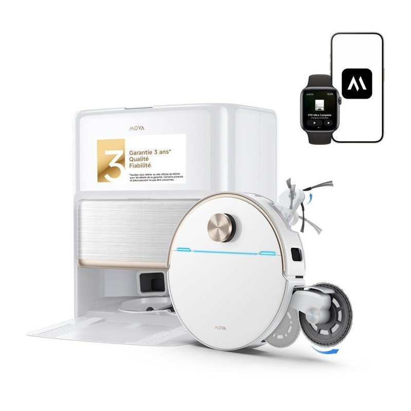 Robot aspirateur laveur - MOVA V70 ULTRA COMPLETE - 40 000 Pa - 140 mi