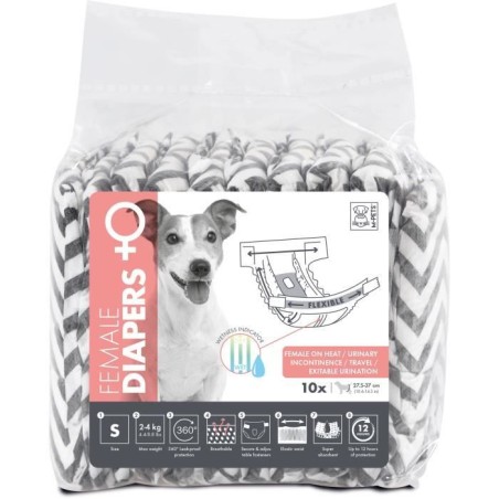 Couches pour chien - M PETS - DIAPERS - Femelle S x10 - Tour de taille