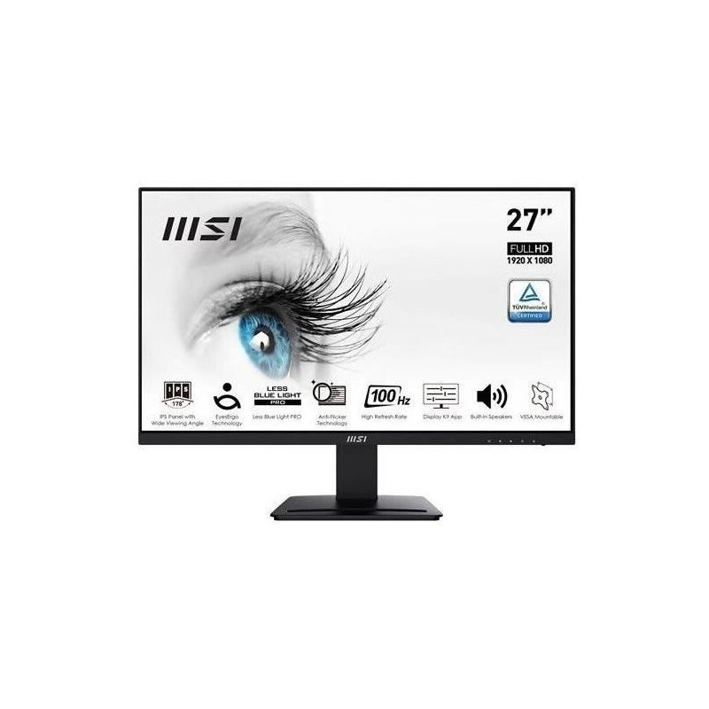 Ecran PC - MSI - 27 - FHD - 100Hz - Dalle IPS - 1ms - PRO MP273A