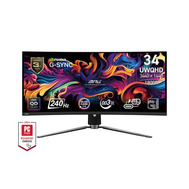 Ecran PC Gamer - MSI - 34 - UWQHD - 240Hz - Dalle QD-OLED - 0,03ms - A