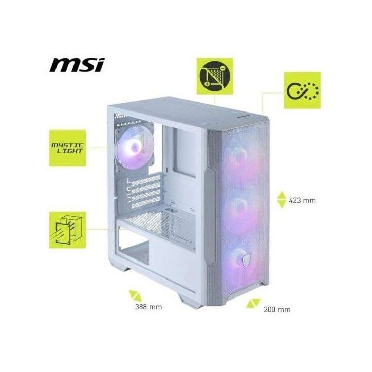 Boîtier PC gaming - MSI - MAG Forge M100R - Moyen Tour - Blanc