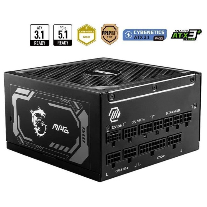 Alimentation PC - MSI - 306-7ZP9A11-CE0 - MAG A1250GL PCIE5 Alimentation PC - MSI - 306-7ZP9A11-CE0 - MAG A1250GL PCIE5