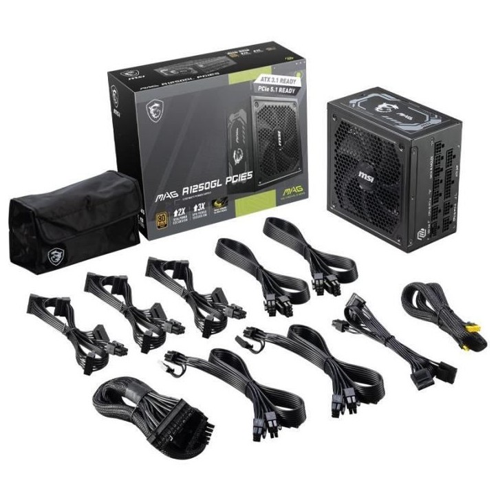 Alimentation PC - MSI - 306-7ZP9A11-CE0 - MAG A1250GL PCIE5 Alimentation PC - MSI - 306-7ZP9A11-CE0 - MAG A1250GL PCIE5