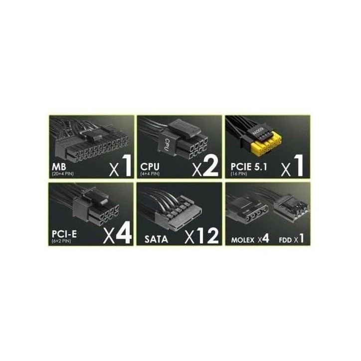 Bloc d'alimentation PC - MSI - MAG A1000GL - PCIe CEM 5.1 - 1000 W - Ventilateurs 135 mm - Noir Bloc d'alimentation PC - MSI - MAG A1000GL - PCIe CEM 5.1 - 1000 W - Ventilateurs 135 mm - Noir