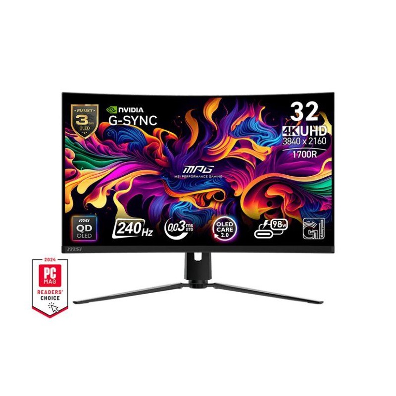 Ecran PC Gamer incurvé - MSI - 31,5 - UHD - 240Hz - Dalle QD-OLED - 0