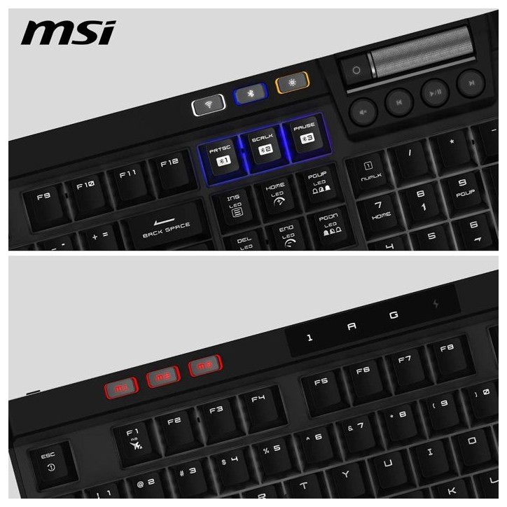 Clavier gamer sans fil - Switches Kailh Midnight Pro Silent - MSI STRIKE PRO Wireless - Format standard - RGB - Noir Clavier gamer sans fil - Switches Kailh Midnight Pro Silent - MSI STRIKE PRO Wireless - Format standard - RGB - Noir
