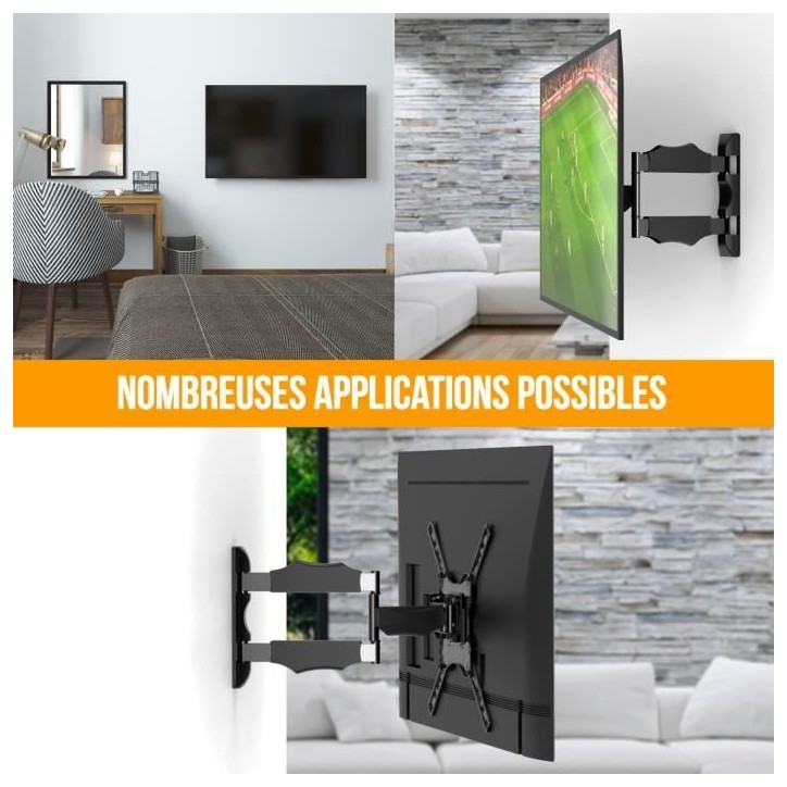 NANOOK Support Mural orientable pour téléviseurs 32-55 Pouces - Inclinable - Support Mural pour téléviseurs LCD, LED, QLED e NANOOK Support Mural orientable pour téléviseurs 32-55 Pouces - Inclinable - Support Mural pour téléviseurs LCD, LED, QLED e