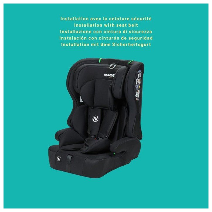 Siege auto - NANIA - RIO - Groupe 1/2/3 - 76-150 cm - I-Size - Réducteur - Noir Siege auto - NANIA - RIO - Groupe 1/2/3 - 76-150 cm - I-Size - Réducteur - Noir