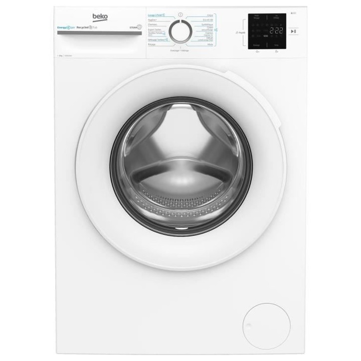 Lave-linge hublot BEKO LLFT39411 - 9 kg - Induction - L60cm - 1400 trs/min - Classe A - Blanc