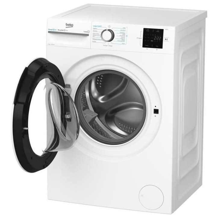 Lave-linge hublot BEKO LLFT39411 - 9 kg - Induction - L60cm - 1400 trs/min - Classe A - Blanc