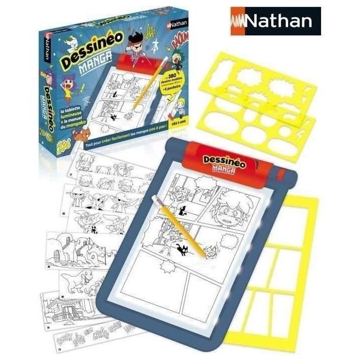 Jeu créatif - NATHAN - Dessinéo Manga - Tablette lumineuse pour créer des mangas