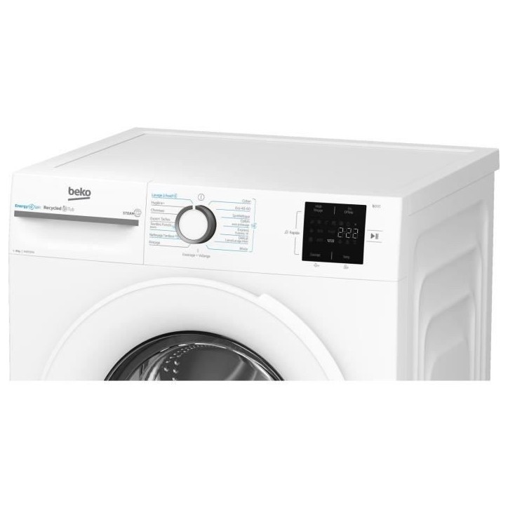 Lave-linge hublot BEKO LLFT39411 - 9 kg - Induction - L60cm - 1400 trs/min - Classe A - Blanc