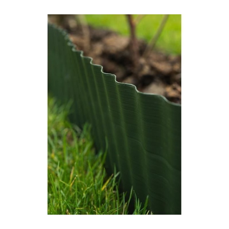 Bordure a gazon polyéthylene vert H25 cm x 9 m - NATURE