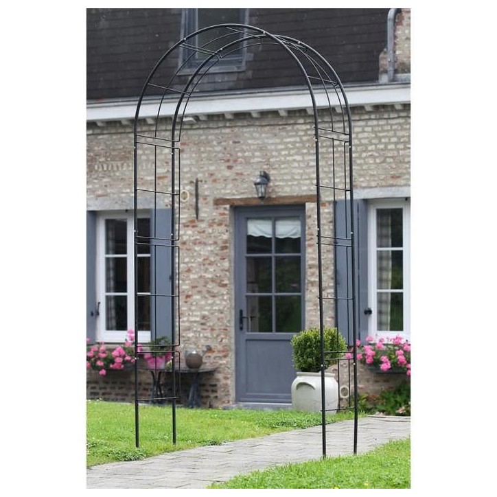 Pergola arche en acier en métal - NATURE - 113x38xH229cm - Noir Pergola arche en acier en métal - NATURE - 113x38xH229cm - Noir