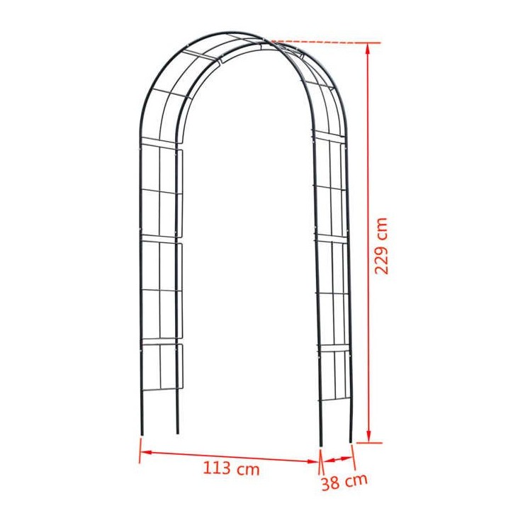 Pergola arche en acier en métal - NATURE - 113x38xH229cm - Noir Pergola arche en acier en métal - NATURE - 113x38xH229cm - Noir