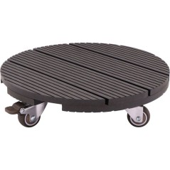 Support de pot a roulettes - NATURE - WPC H7,5 x Ø30 cm - 4 roulettes