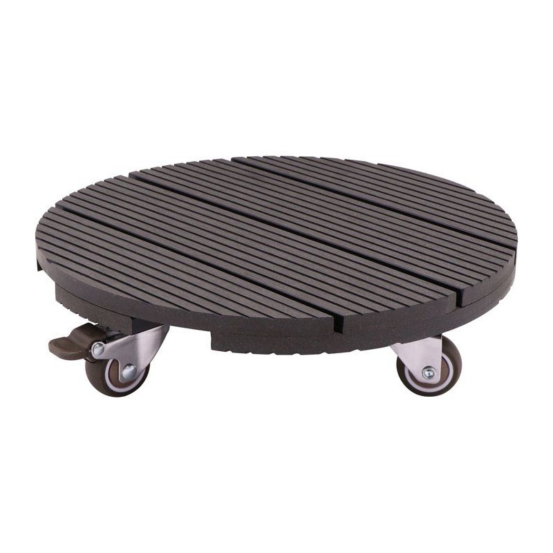 Support de pot a roulettes - NATURE - WPC H7,5 x Ø30 cm - 4 roulettes