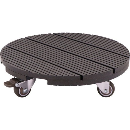 Support de pot a roulettes - NATURE - WPC H7,5 x Ø30 cm - 4 roulettes
