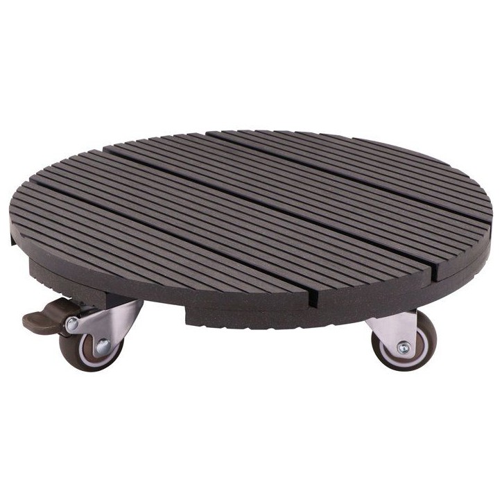 Support de pot a roulettes - NATURE - WPC H7,5 x Ø30 cm - 4 roulettes - Anthracite Support de pot a roulettes - NATURE - WPC H7,5 x Ø30 cm - 4 roulettes - Anthracite
