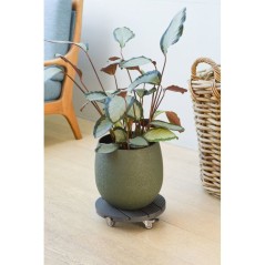 Support de pot a roulettes - NATURE - WPC H7,5 x Ø30 cm - 4 roulettes