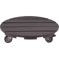 Support de pot a roulettes - NATURE - WPC - H8,6 x Ø38 cm - 4 roulett