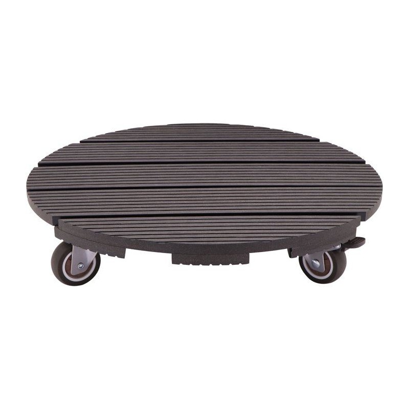 Support de pot a roulettes - NATURE - WPC - H8,6 x Ø38 cm - 4 roulett