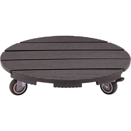 Support de pot a roulettes - NATURE - WPC - H8,6 x Ø38 cm - 4 roulett