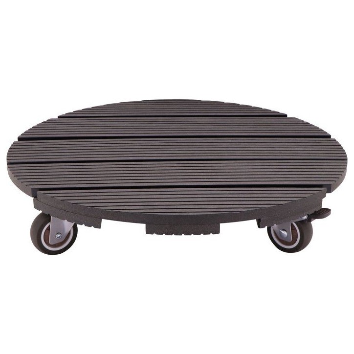 Support de pot a roulettes - NATURE - WPC - H8,6 x Ø38 cm - 4 roulettes - Anthracite Support de pot a roulettes - NATURE - WPC - H8,6 x Ø38 cm - 4 roulettes - Anthracite
