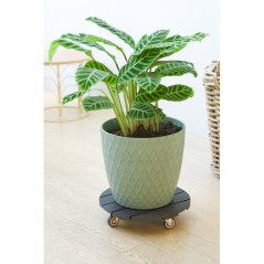 Support de pot a roulettes - NATURE - WPC - H8,6 x Ø38 cm - 4 roulett