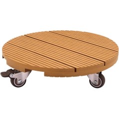 Support de pot a roulettes - NATURE - WPC H7,5 x Ø30 cm - 4 roulettes