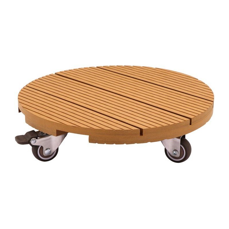 Support de pot a roulettes - NATURE - WPC H7,5 x Ø30 cm - 4 roulettes