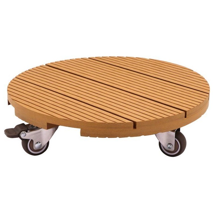 Support de pot a roulettes - NATURE - WPC H7,5 x Ø30 cm - 4 roulettes - Bois Support de pot a roulettes - NATURE - WPC H7,5 x Ø30 cm - 4 roulettes - Bois