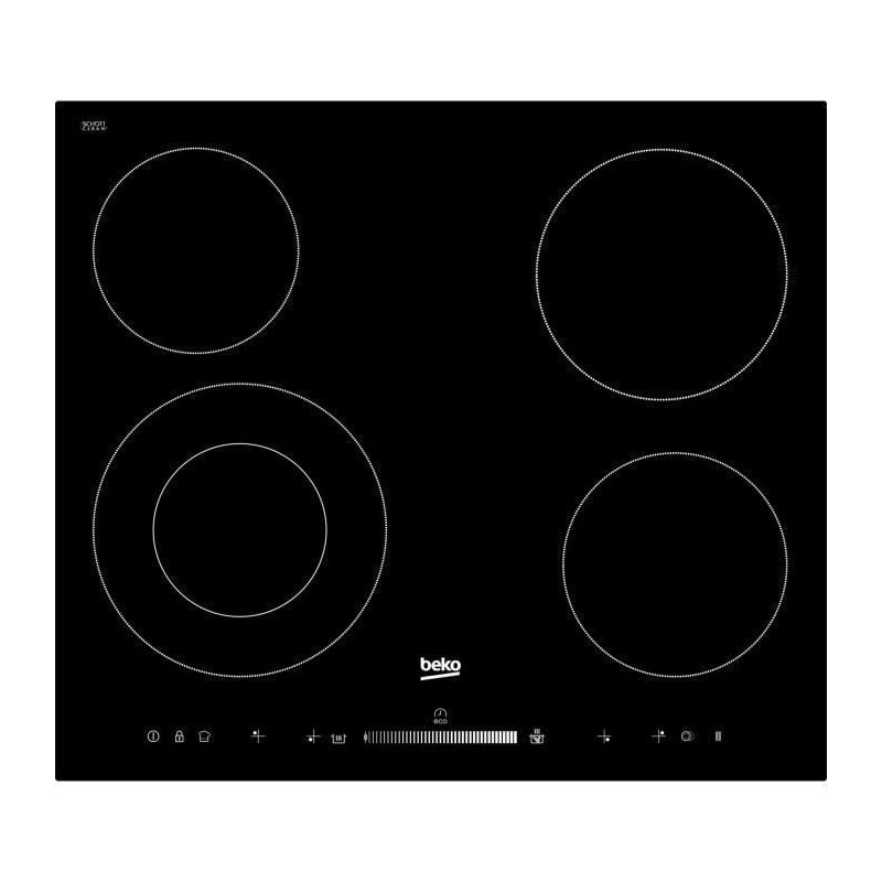 Plaque de cuisson vitrocéramique BEKO HIC64502T - 4 foyers Hi-Light - Plaque de cuisson vitrocéramique BEKO HIC64502T - 4 foyers Hi-Light -
