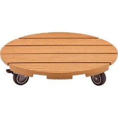 Support de pot a roulettes - NATURE - WPC - H8,6 x Ø38 cm - 4 roulett