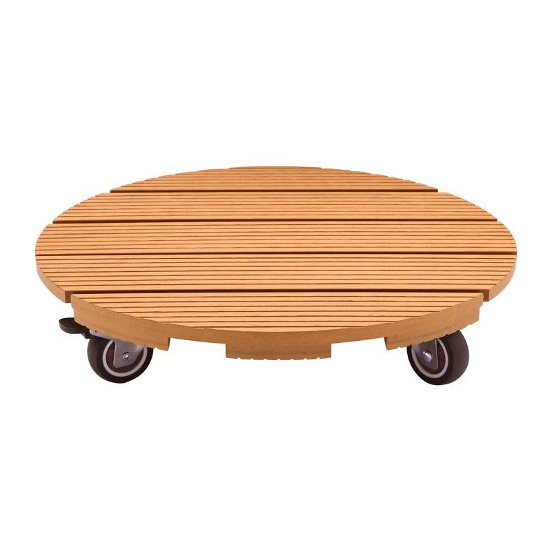 Support de pot a roulettes - NATURE - WPC - H8,6 x Ø38 cm - 4 roulett