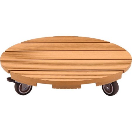 Support de pot a roulettes - NATURE - WPC - H8,6 x Ø38 cm - 4 roulett