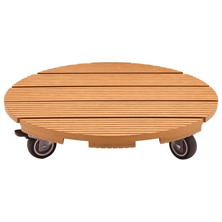 Support de pot a roulettes - NATURE - WPC - H8,6 x Ø38 cm - 4 roulettes - Bois Support de pot a roulettes - NATURE - WPC - H8,6 x Ø38 cm - 4 roulettes - Bois