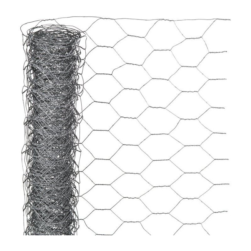 Grillage hexagonal galvanisé - NATURE - 0,5 x 3 m - Ep. 13 mm - Gris