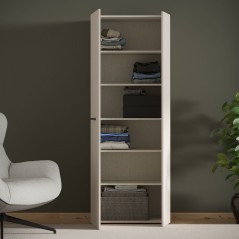 Armoire 2 portes battantes - 5 étageres - Décor Sable - L68,7 x P36,5 x H181,1 cm