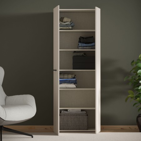 Armoire 2 portes battantes - 5 étageres - Décor Sable - L68,7 x P36,5 x H181,1 cm